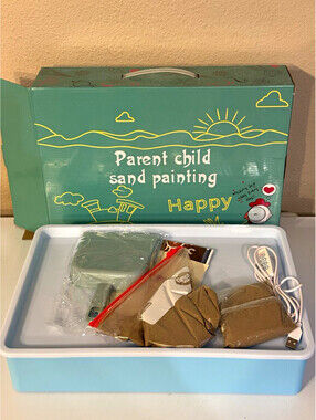 Kids Sand Painting Art Kit Light Box Parent Child Craft Set w/ Sand & Accessori
